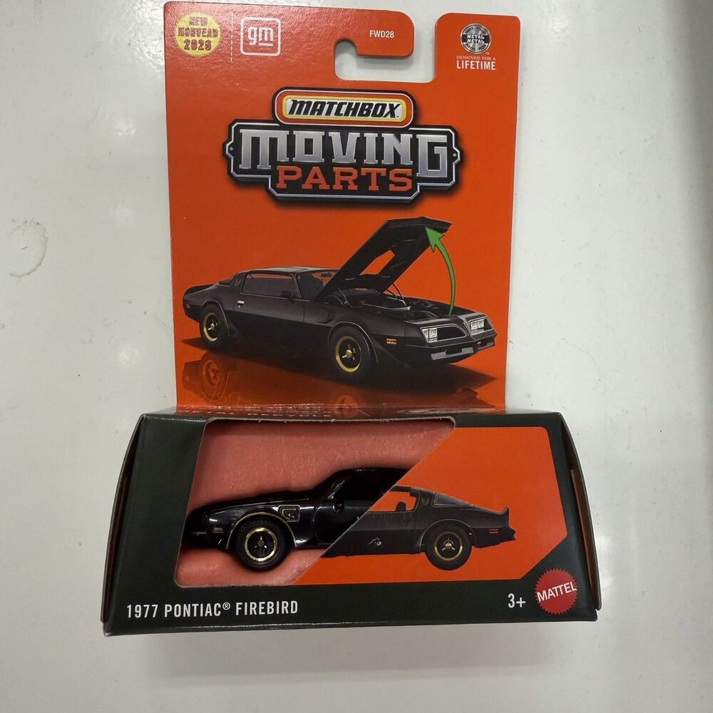 Matchbox Moving Parts 1977 Pontiac Firebird Black 1:64 Metal Diecast